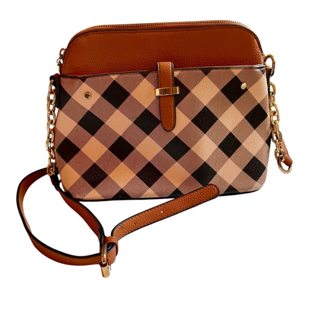 Mia K. Farrow Checkered Vegan Leather Crossbody Bag